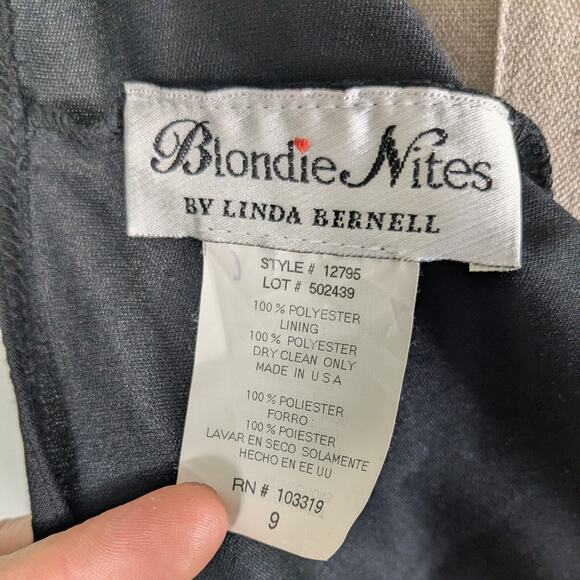 Vintage Nites Prom Dress Maxi Gown 10 Black Y2K Fairy Goth Babydoll Halter Glam - Picture 8 of 9